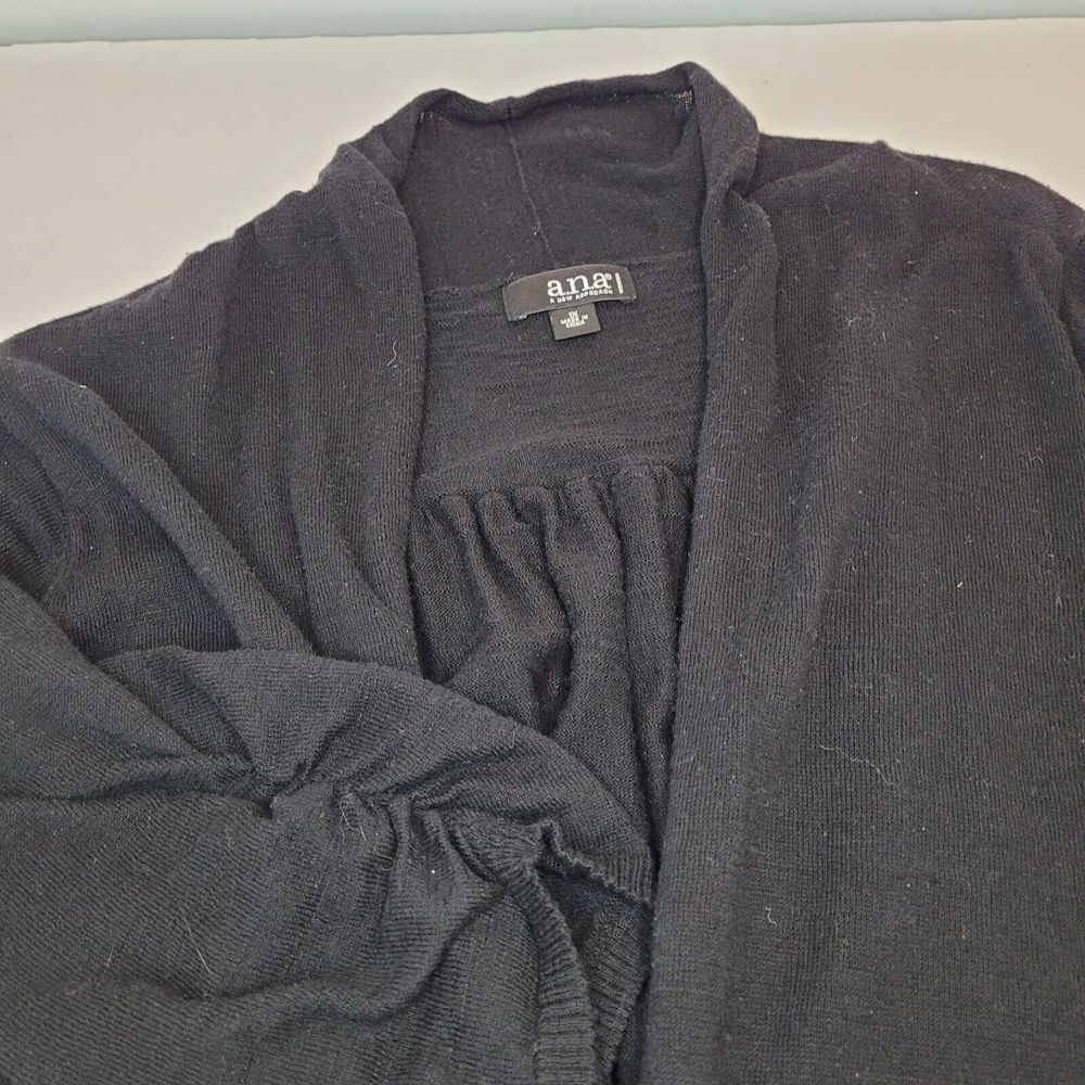 A.N.A. A new Approach Black Open Short Sleeve Cardigan Top, Plus Size 1X